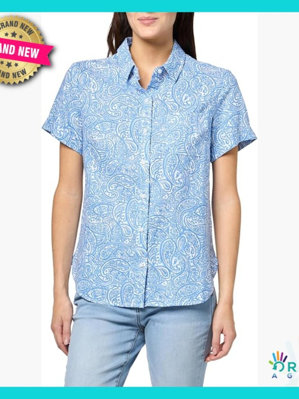 Linen Blend Button Down Shirt Short Sleeve Camp Style Preppy Chic